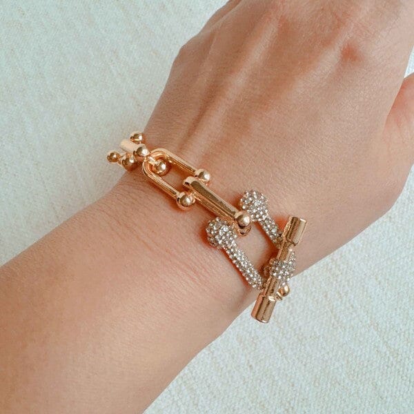 Paved Toggle U Chain Link Bracelet pave U toggle bracelet Poet Street Boutique Gold OS 