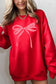 Pink Valentine Bow Graphic Sweatshirt Color Bear RED S 