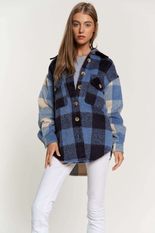 Plaid Chest Pocket Detail Shacket Davi & Dani 