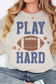 PLAY HARD FOOTBALL OVERSIZED SWEATSHIRT ROSEMEAD LOS ANGELES CO SAND S/M 