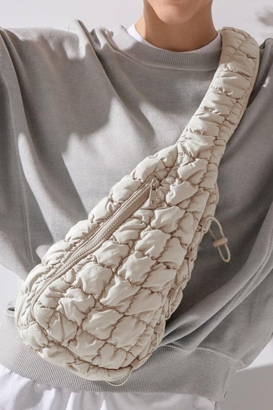 Quilted Drawstring Jennie Sling Bag sling bag Poet Street Boutique Ivory one 