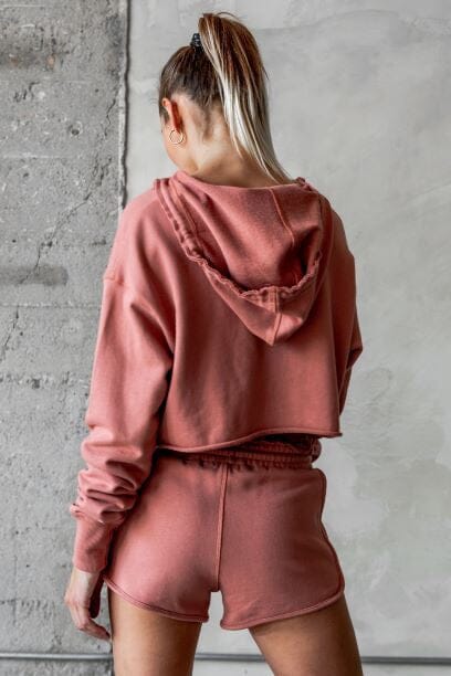 Raw Edges Cropped Hoodie and Short Set hoodie and short set Hope Horizon 
