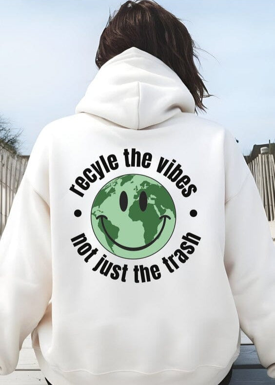 Recycle the Vibes Not Just The Trash Hoodie graphic hoodie Poet Street Boutique White L 