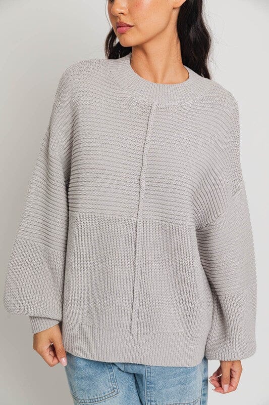 Rocky Road Ribbed Knit Sweater ribbed sweater LE LIS H GREY XS 