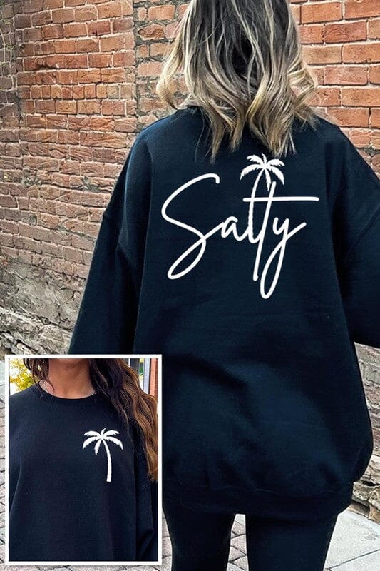 Salty Palm Graphic Sweatshirt graphic sweatshirt Poet Street Boutique BLACK S 