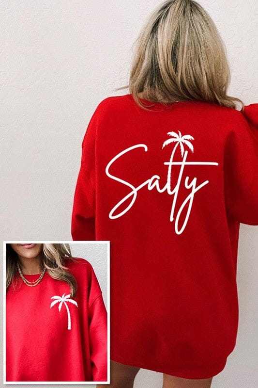 Salty Palm Graphic Sweatshirt graphic sweatshirt Poet Street Boutique RED S 
