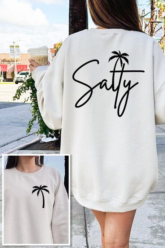 Salty Palm Graphic Sweatshirt graphic sweatshirt Poet Street Boutique SAND S 