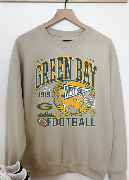 Green Bay Football Vintage Wisconsin Crewneck Sweatshirt – Classic Game Day Pullover