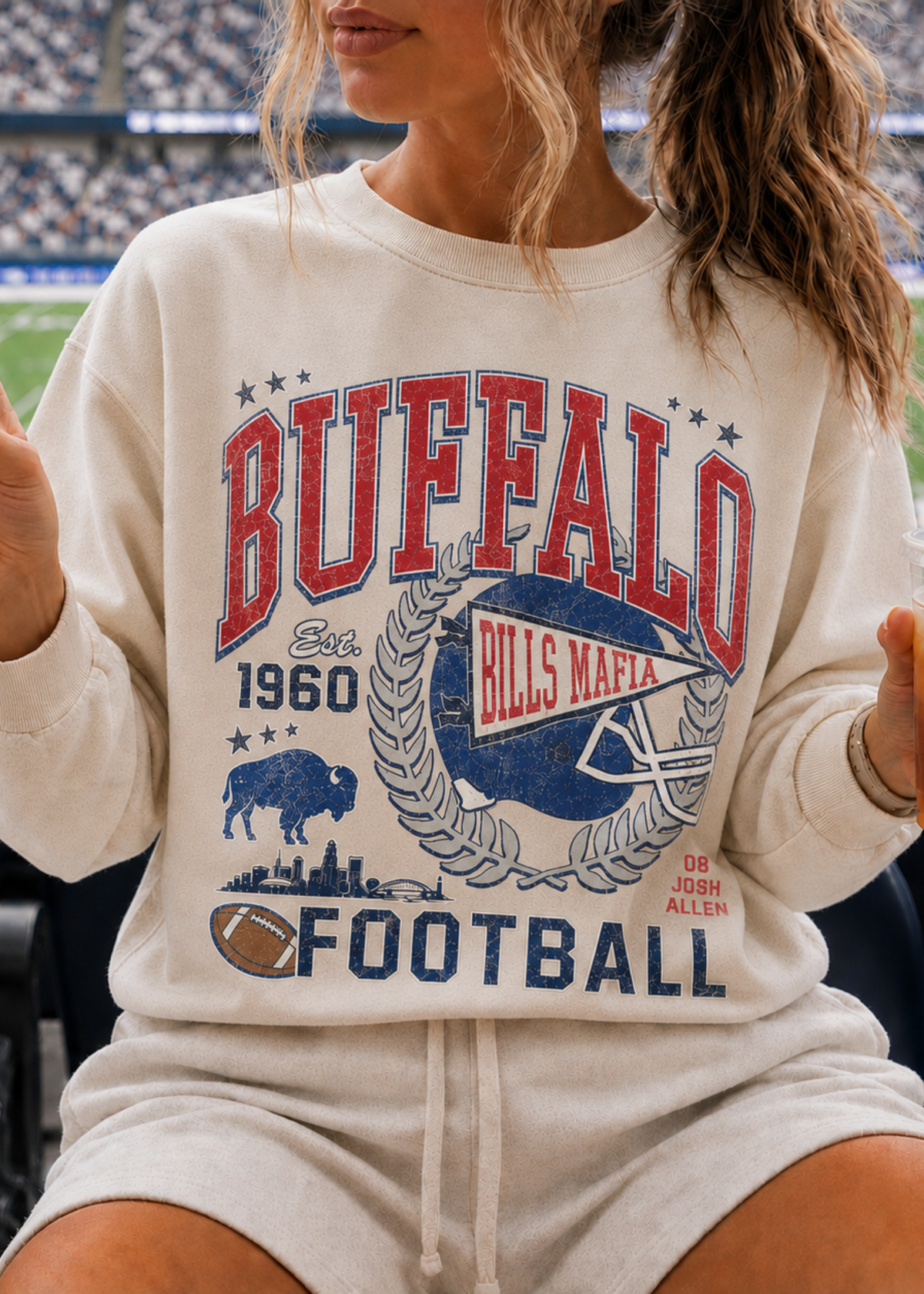 Buffalo Football Sweatshirt | Vintage Red & Blue Game Day Crewneck