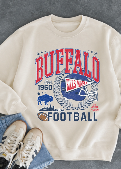Buffalo Football Sweatshirt | Vintage Red & Blue Game Day Crewneck