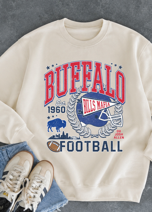 Buffalo Football Sweatshirt | Vintage Red & Blue Game Day Crewneck