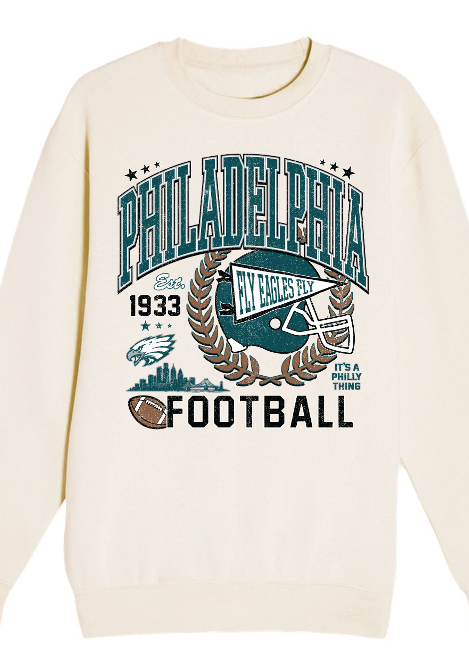Philadelphia Football Sweatshirt | Vintage Eagles Game Day Crewneck