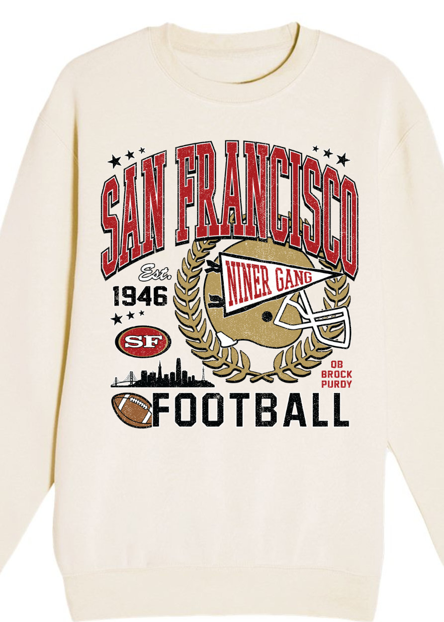 San Francisco Football Sweatshirt | Vintage Red & Gold Game Day Crewneck