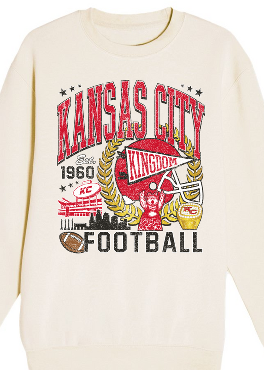 Kansas City Football Vintage Graphic Crewneck Sweatshirt | Retro Game Day Sweatshirt