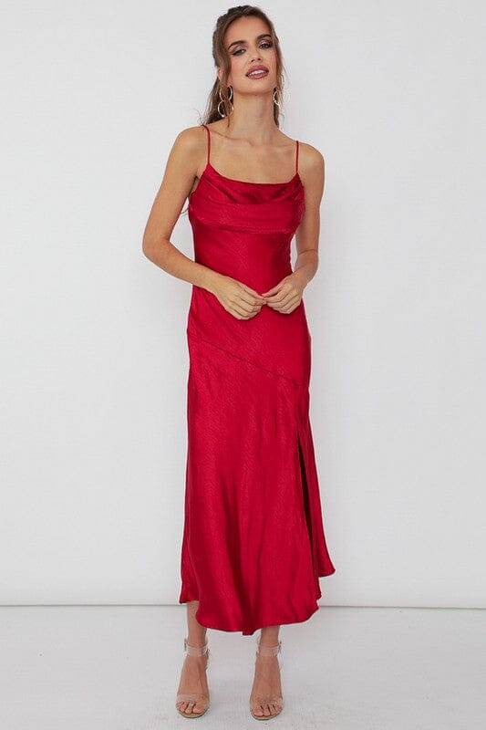 Satin Holiday Midi Dress satin dress One and Only Collective Inc 