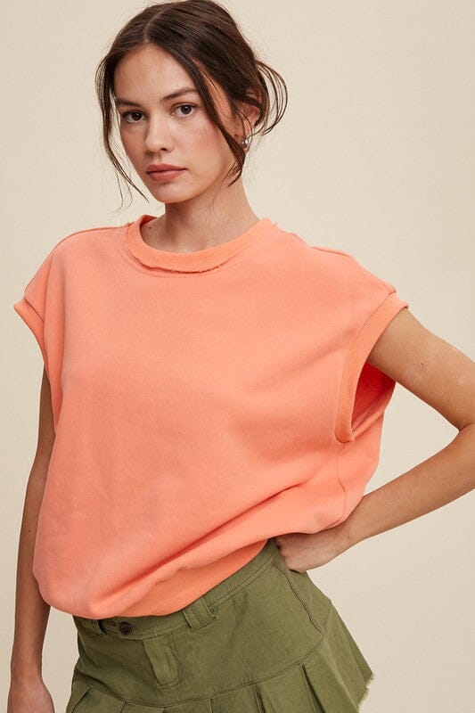 Short Sleeve Boxy Crew Neck Sweat Top Listicle Fanta S 