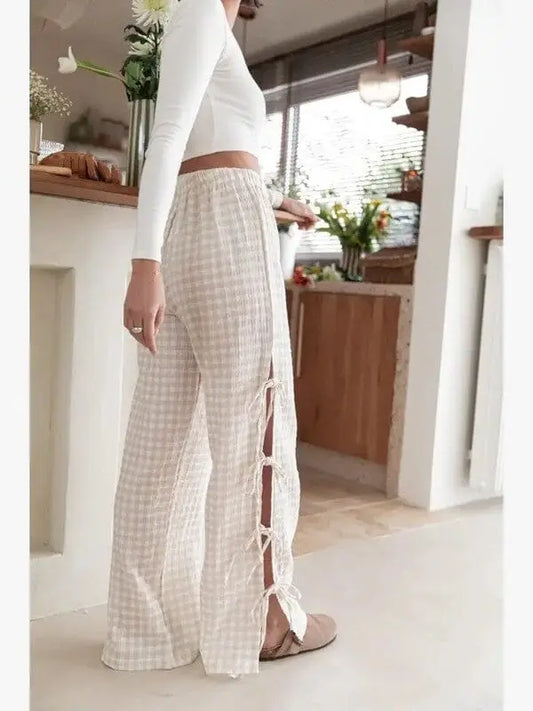 Side Bow Tie Pants Miss Sparkling Beige S