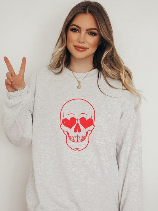 Skeleton Heart Eyes Sweatshirt Skeleton heart eyes sweatshirt Poet Street Boutique Heather Oatmeal L 