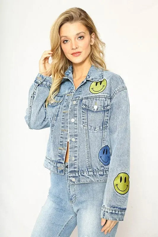 Smiley Denim Jacket Miss Sparkling Blue S