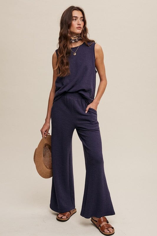 Soft Knit Tank and Sweat Pant Set Listicle Navy S 