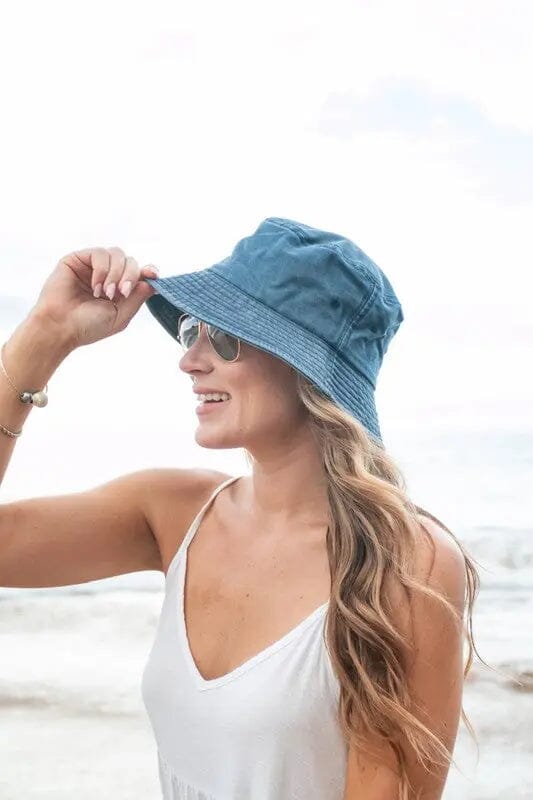 Solid Distressed Bucket Hat Aili's Corner Navy OneSize 