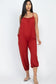 Spaghetti Strap Jogger Style Jumpsuit jogger style jumpsuit Capella Rust S 