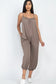 Spaghetti Strap Jogger Style Jumpsuit jogger style jumpsuit Capella Taupe S 