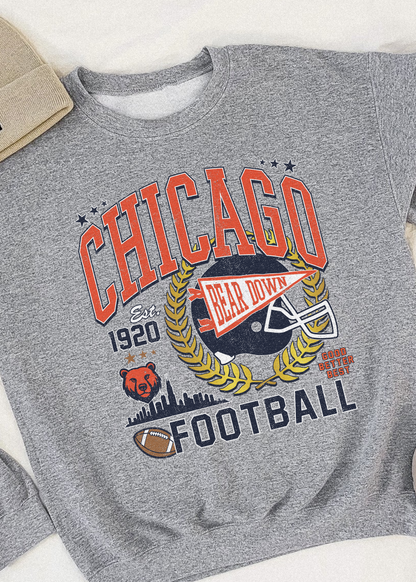 Chicago Football Vintage Inspired Graphic Sweatshirt – Bear Down Retro Crewneck