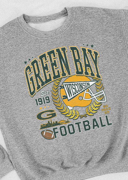 Green Bay Football Vintage Wisconsin Crewneck Sweatshirt – Classic Game Day Pullover