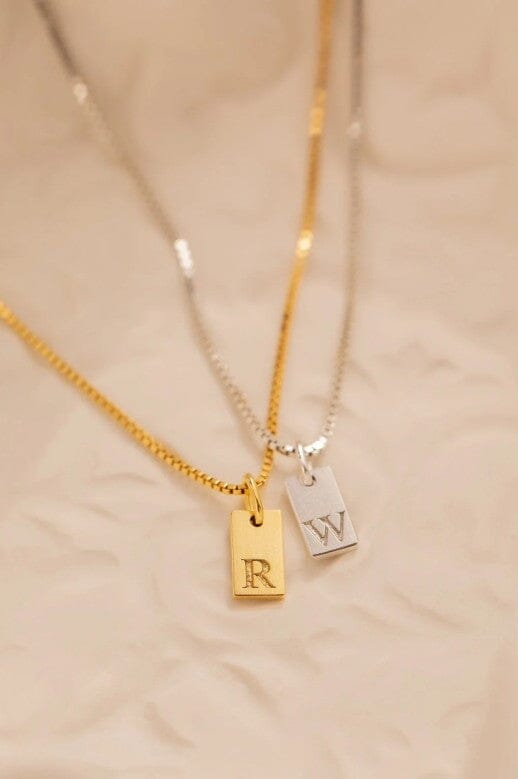 Stamped Initial Necklace initial stamped necklace Poet Street Boutique Gold A 1 