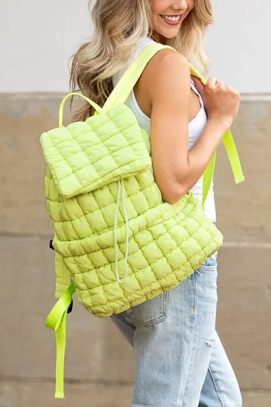 Stevie Quilted Puffer Backpack Aili's Corner Citrine OneSize