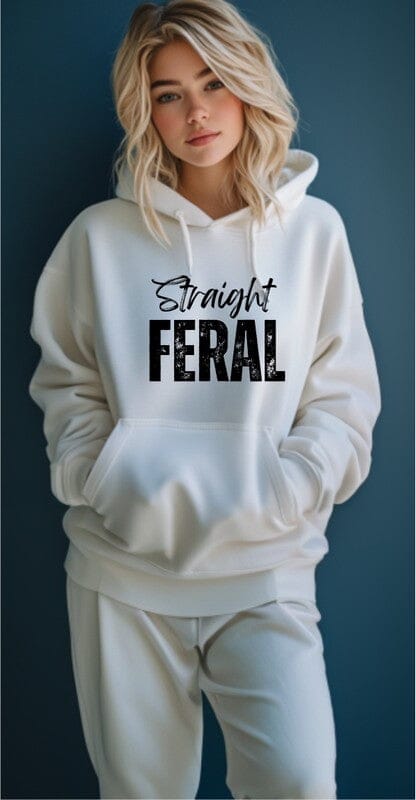 Straight Feral Graphic Hoodie Straight Feral hoodie Poet Street Boutique White L 