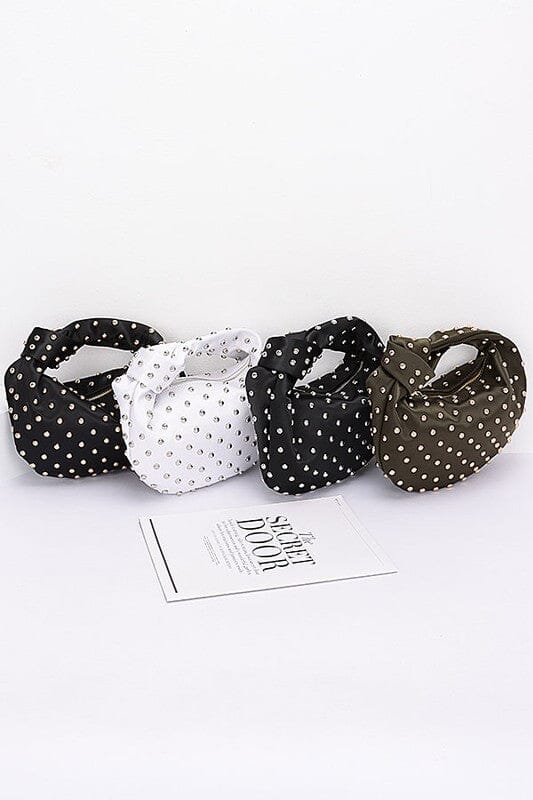 Studded Top Knotted Handle Soft Clutch Artini Accessories 