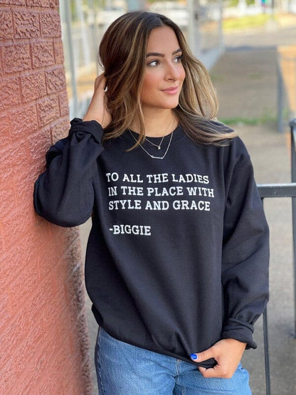 Style and Grace Biggie Sweatshirt Biggie graphic sweatshirt Poet Street Boutique black L 