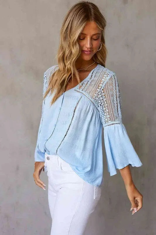 Sully Lace Shirt ClaudiaG Apparel Pastel Blue S 