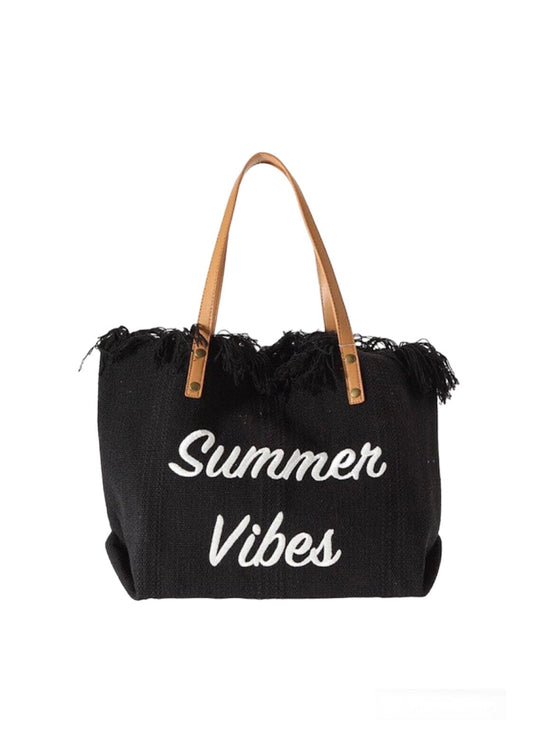 Summer Vibes Tote Handbag canvas tote Poet Street Boutique Black 1 