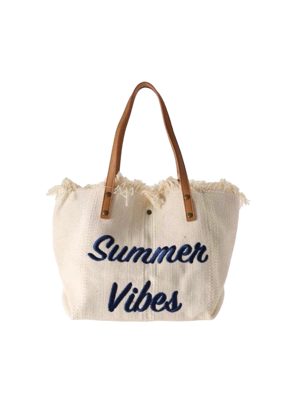 Summer Vibes Tote Handbag canvas tote Poet Street Boutique Cream/White 1 