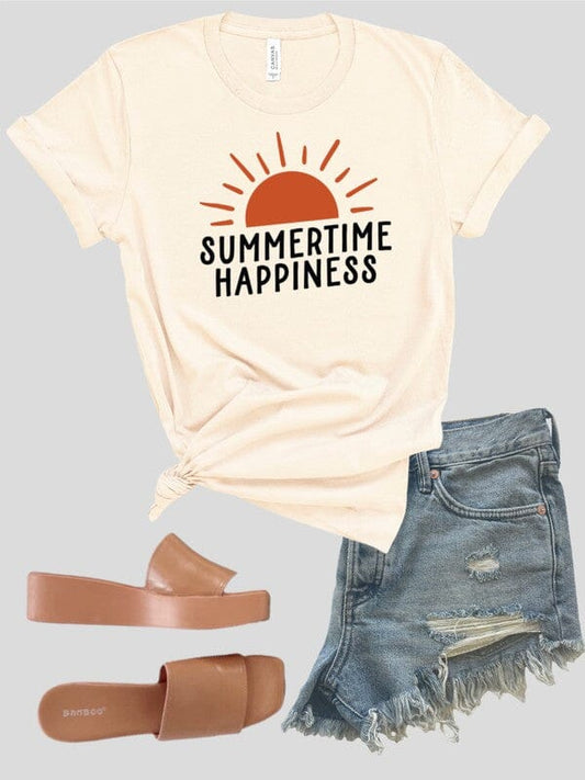 Summertime Happiness Softstyle Graphic Tee summertime graphic tee Poet Street Boutique Cream L 