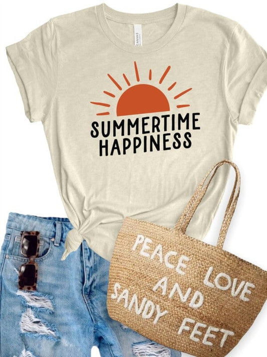 Summertime Happiness Softstyle Graphic Tee summertime graphic tee Poet Street Boutique Heather Prism Natural XS 