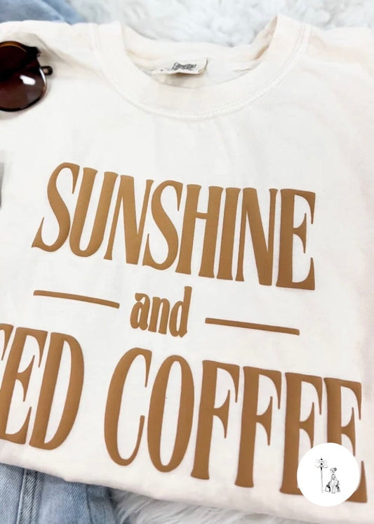 Sunshine & Iced Coffee Puff Print Tee graphic tee Poet Street Boutique 