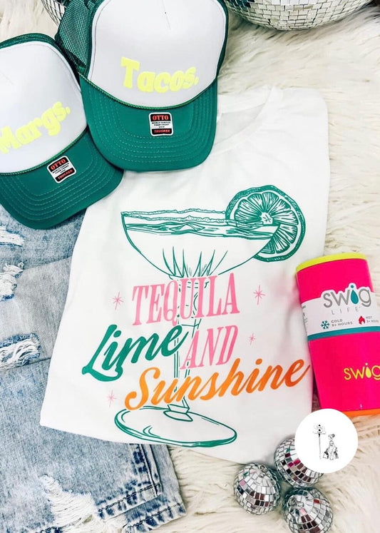 Tequila Lime And Sunshine Graphic Tee graphic tee Poet Street Boutique white Small 