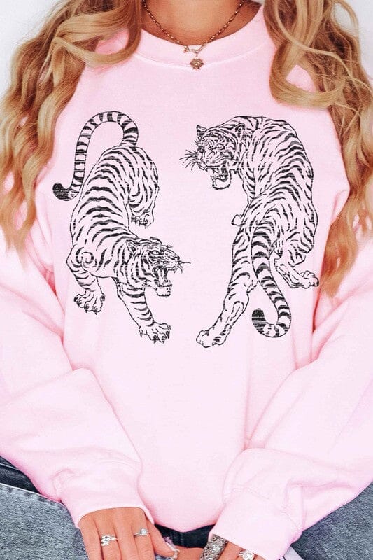 Tiger Oversized Sweatshirt tiger sweatshirt Poet Street Boutique PINK S/M 