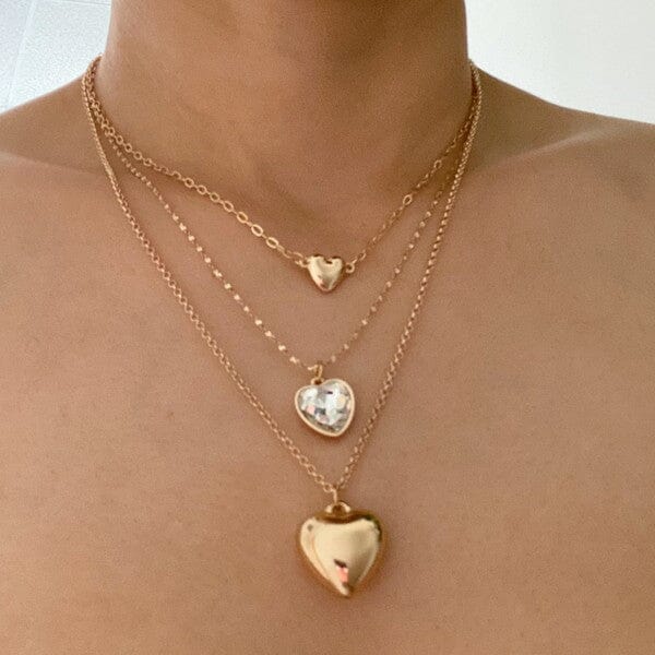 Triple Heart Pendant Necklace Set 3 piece necklace set Poet Street Boutique 