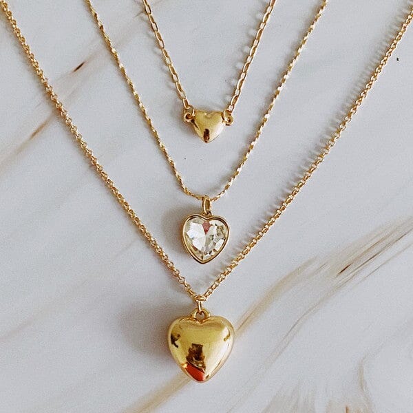 Triple Heart Pendant Necklace Set 3 piece necklace set Poet Street Boutique 