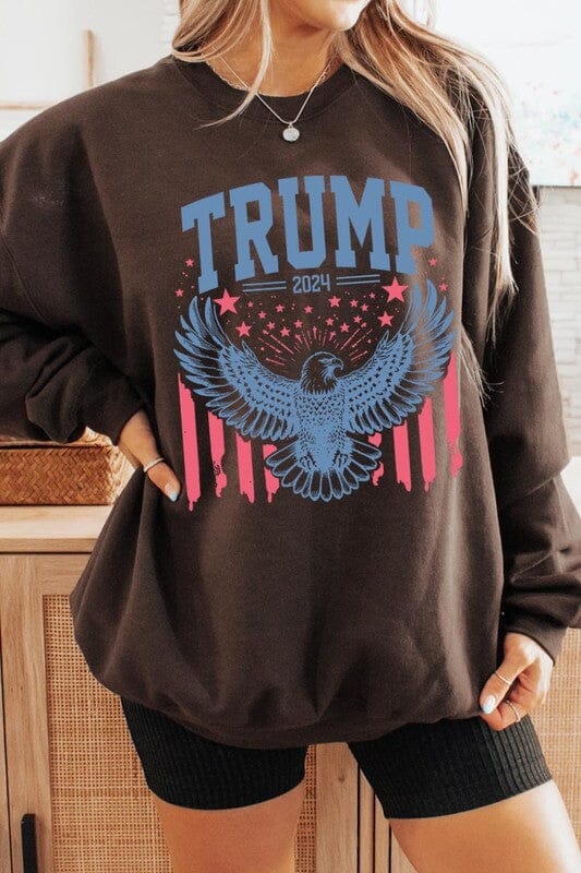 Trump Eagle 2024 Graphic Sweatshirt Trump sweatshirt Poet Street Boutique DARK CHOCOLATE S 