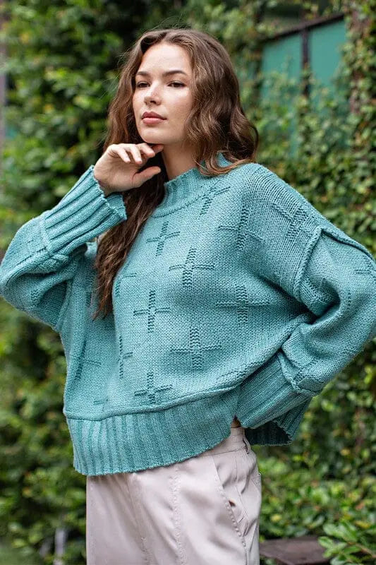 Turtle Neck Knit Top eesome 