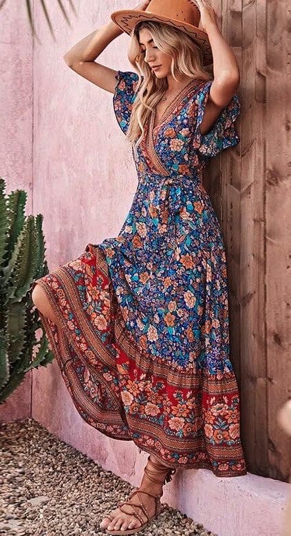 Vacay Is Calling Floral Dress floral swing dress Miss Sparkling Blue Multi S 