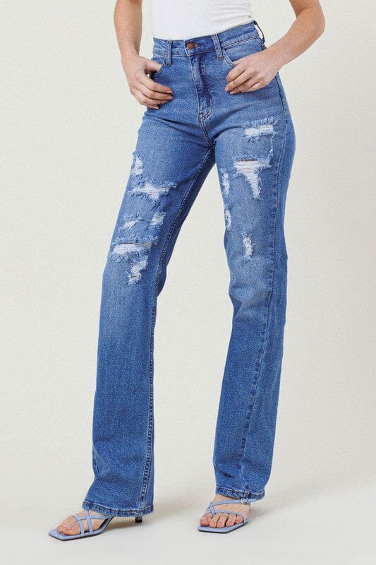 Vibrant M.I.U HR Distressed Straight Leg Jeans distressed jeans Vibrant M.i.U 