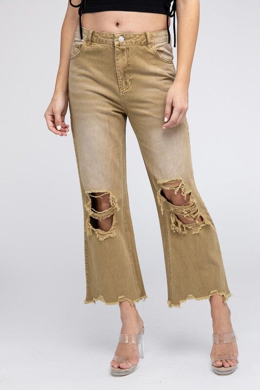 Vintage Washed Wide Leg Jeans colored jeans BiBi VINTAGE CAMEL S 