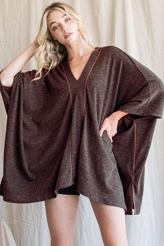 VNECK PONCHO TOP Jade By Jane CHOCOALTE ONESIZE 